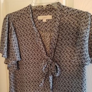 Black and White Short Sleeve Blouse